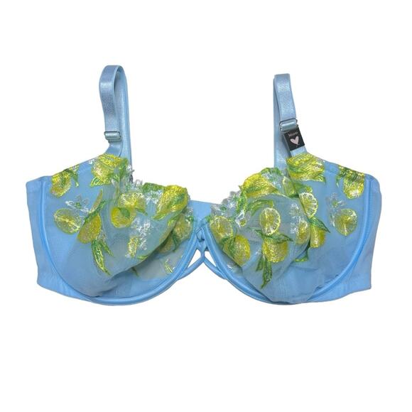 Victoria's Secret Lemon Grove Embroidered Push-Up Without Padding Bra Size 36DD - Picture 1 of 3